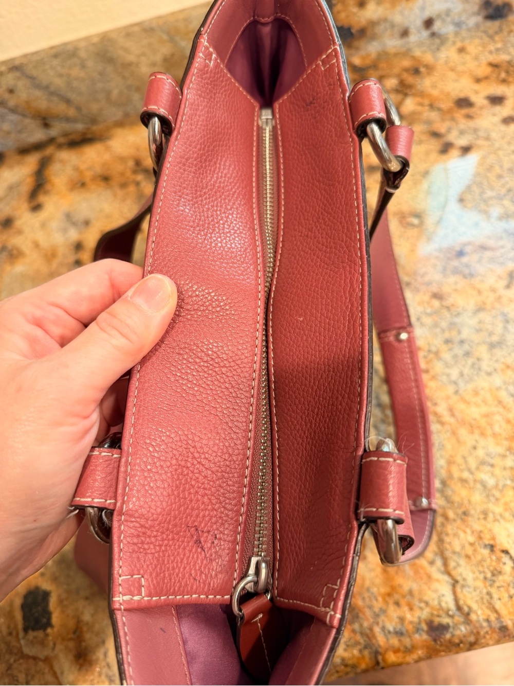 Coach Mauve/Rose Leather Tote - Picture 5 of 7
